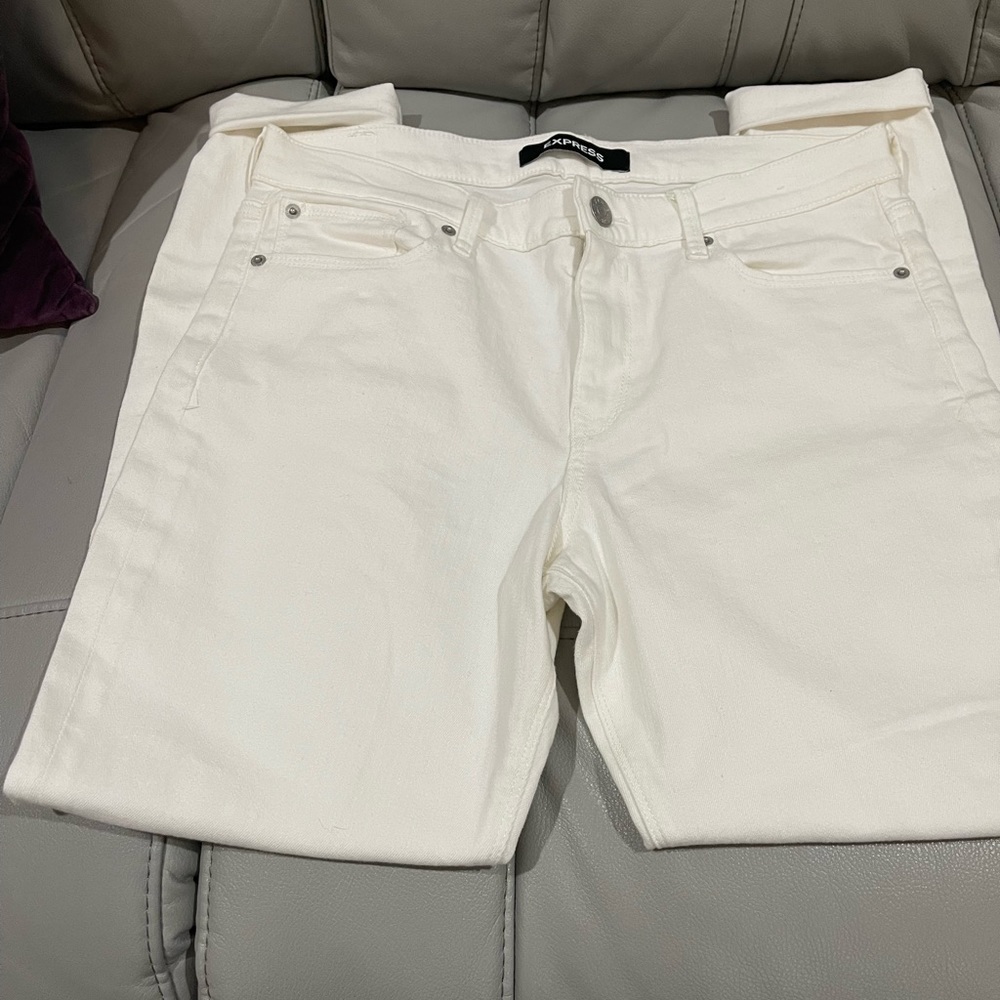 EXPRESS- Winter White Denim Legging Mid Rise (NWOT) Size - 10 R - Picture 2 of 8